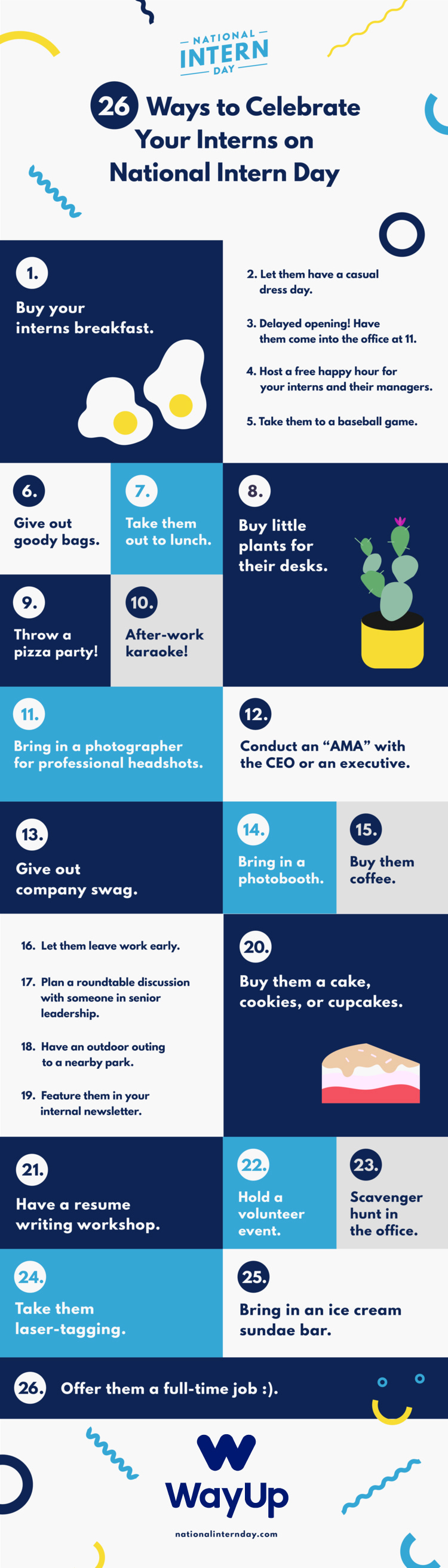 26 Ways to Celebrate Your Interns on National Intern Day infographic